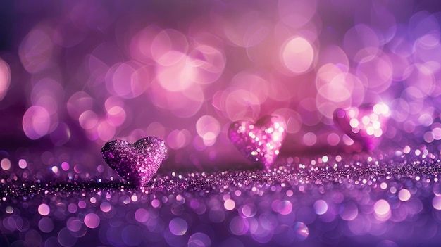 Vintage Glamour Purple und Pink Glitter Lights Hintergrund mit Defocused Effect und Heart Overlay