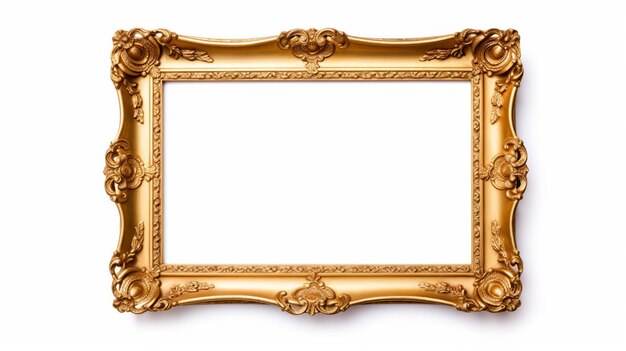 Vintage goldener Rahmen isoliert auf weißem Hintergrund Generative KI