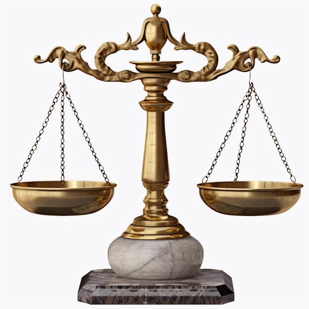 Vintage-Goldwaage oder Symbol für Rechtsgerechtigkeit. Anwaltstag oder Welttag der sozialen Gerechtigkeit