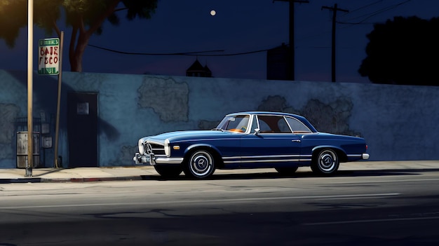 vintage hermoso Mercedes Benz 250sl azul cielo azul marino