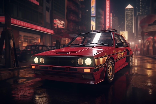 Un Vintage HF integrale en las calles de Tokio en nght