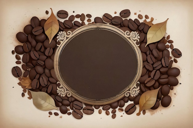 Vintage Hintergrund mit Aquarell Kaffeebohnen und Kaffeeblättern Vorlage