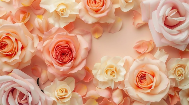 Vintage-Hintergrund mit Rosen und Ranunculus in gedämpften Tönen