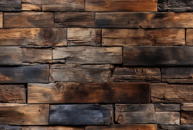 Vintage-Holzhintergrund. Planken, die eine Wand bilden. Generative KI