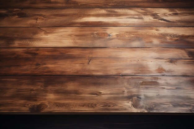 Vintage-Holztischhintergrund mit generativer KI im leeren Raum