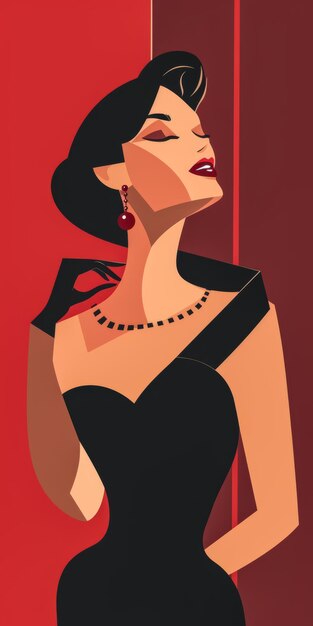 Vintage-Illustration einer eleganten Frau in schicker Mode