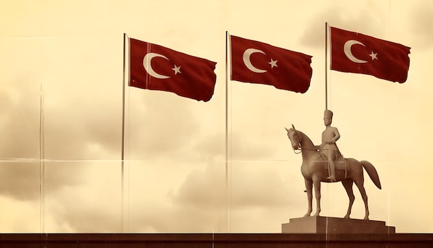Vintage-Illustration zum Gedenken an den Ataturk-Jugend- und Sporttag in der Türkei