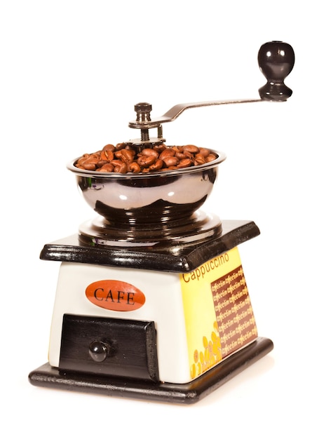 Vintage Kaffeemühle mit Kaffeebohnen