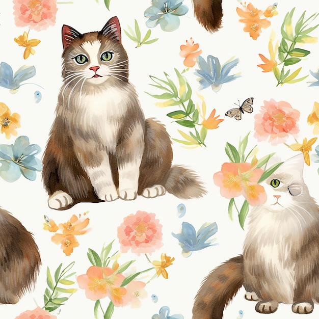 Vintage Kitsch-Katzenillustration