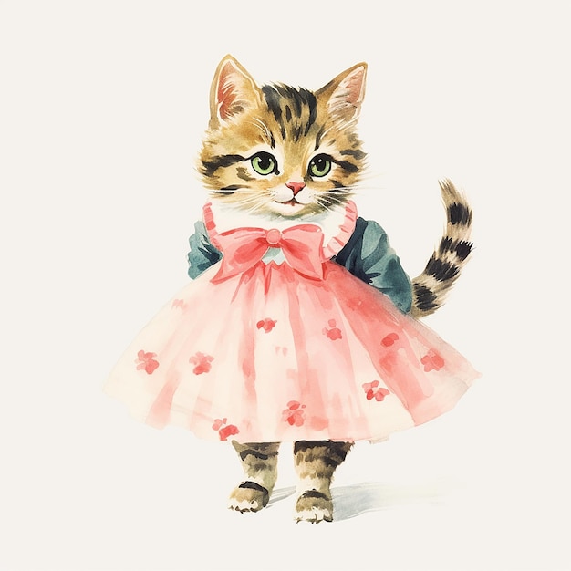 Vintage Kitsch-Katzenillustration