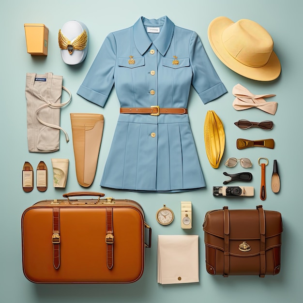 Foto vintage knolling flat lays estúdio foto roupa equipar profissão arte de parede retro instagram