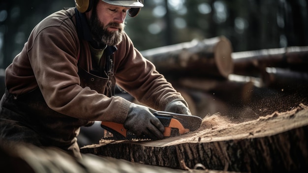 Vintage-Kreuzsäge Teamarbeit Genossenschaftliches Holzfällerhandwerk