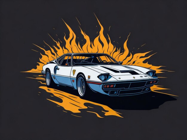 Vintage-Kunstwerk eines Retro-Oldtimers für T-Shirt-Grafik-Vektorillustration