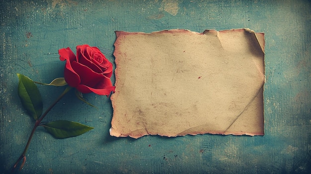 Vintage Liebe Leere Karte mit einer roten Rose