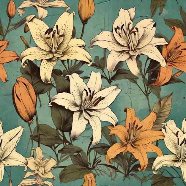 Vintage Lily Elegance Retro Grunge Texturen