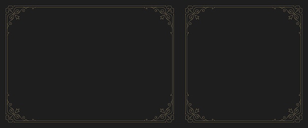 Vintage luxuriöser goldener Wirbel-Ornamentrahmen mit Eck-Satz-Vektorillustration