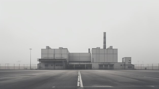 Vintage-Minimalismus fängt die Leere in einer nebligen Industrielandschaft ein