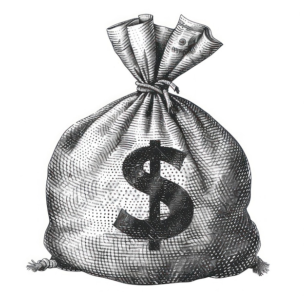 Vintage-Money-Taschen-Illustration