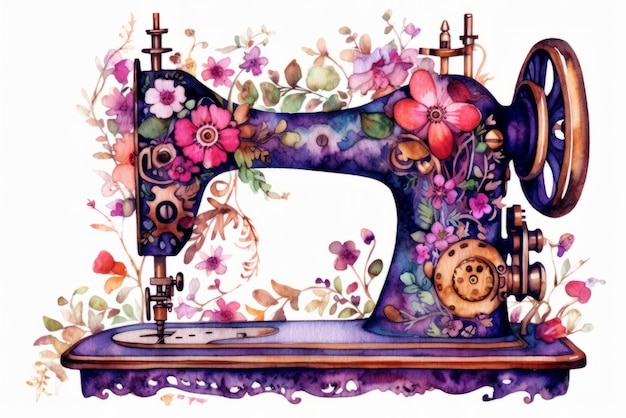 Vintage-Nähmaschine mit Blumen