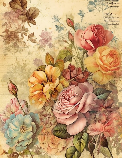 Vintage papel floral viejo papel basura diario papel digital