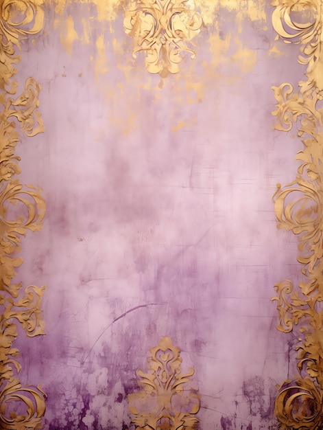 Vintage-Papier mit Lavendel Antike Damask-Muster mit goldenen Akzenten Hintergründe Wand
