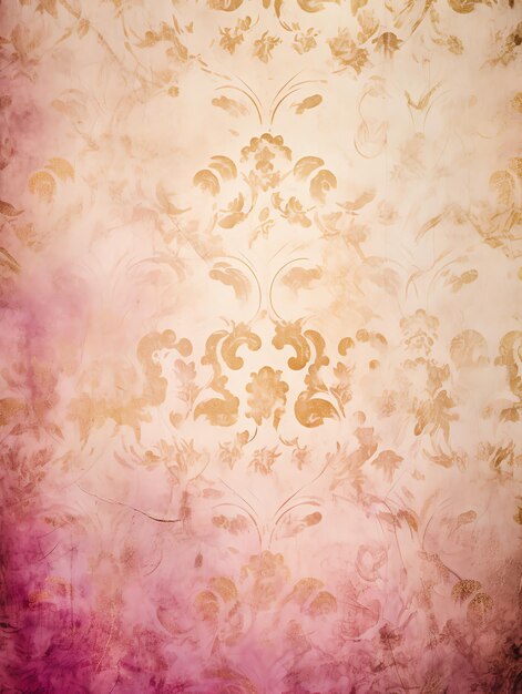 Vintage-Papier mit rosa und weiß Antike Damask-Muster mit goldenen Akzenten Hintergründe Wand