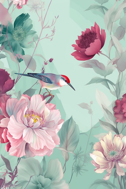 Vintage-Pastellblumen-Illustrationshintergrund Generative KI