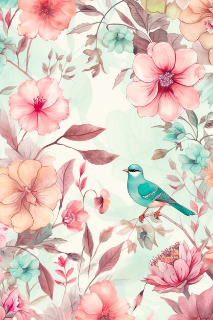 Vintage-Pastellblumen-Illustrationshintergrund Generative KI