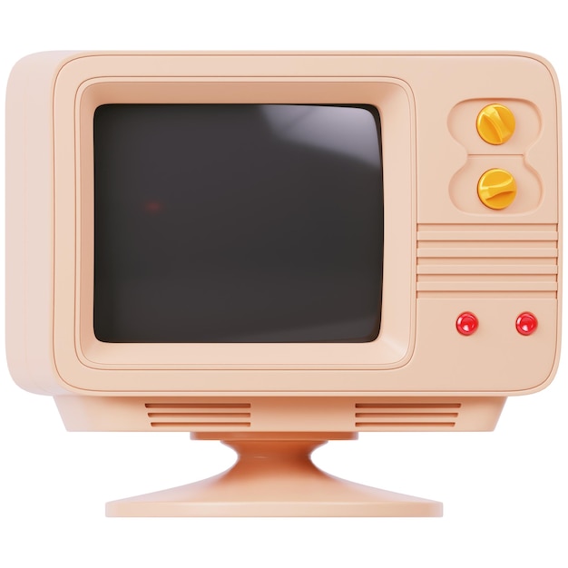 Vintage Peach-Colored Retro Television with Knobs and Red Lights
