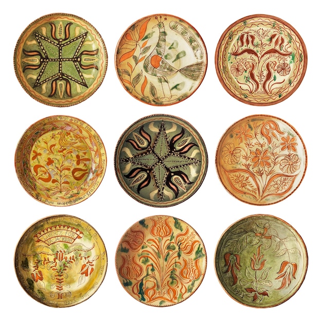 Vintage plate illustration png set remezclado de la colección de dominio público