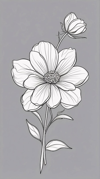 Foto vintage retro flores desenhadas à mão padrão desenho plano contorno de flor simples
