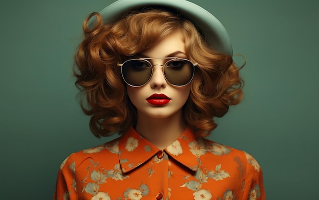 Vintage-Retro-Hipster-Chic-Modell-Frau KI