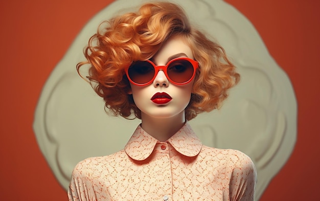 Vintage Retro Hipster Chic Modelo Mulher AI