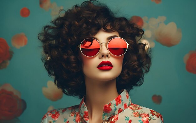 Vintage Retro Hipster Chic Modelo Mulher AI