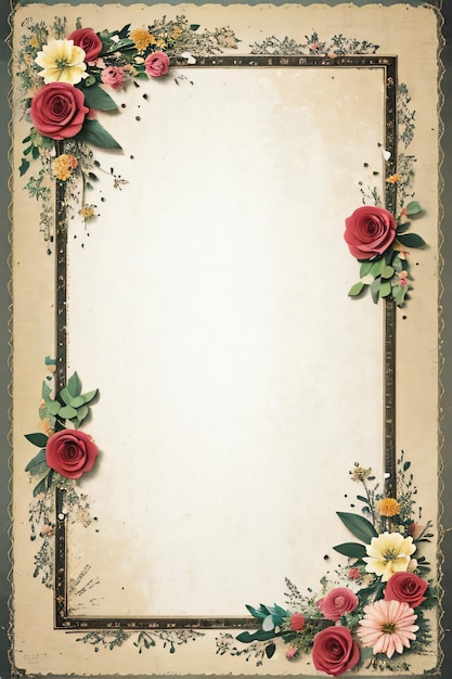 Vintage-Retro-Papiertextur mit Aquarellblumen