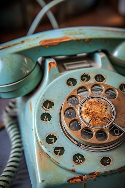 Foto vintage-rotary-telefone in der retro-umgebung