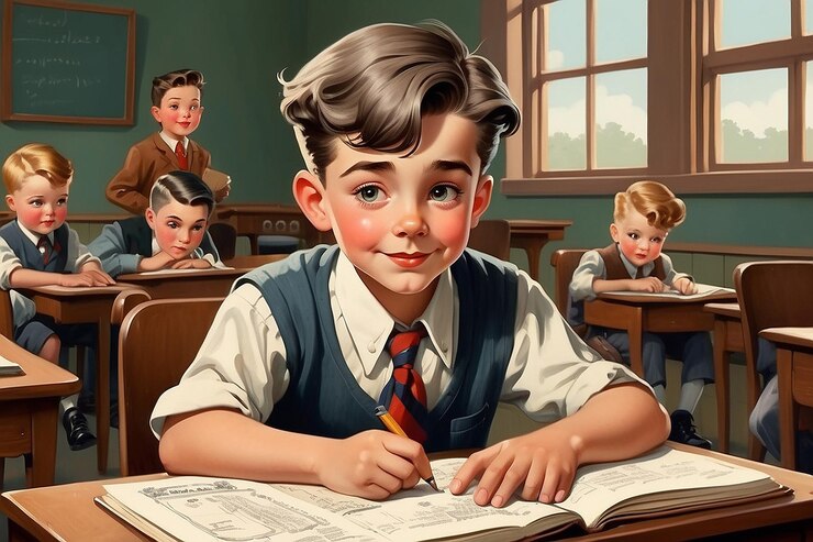 Foto vintage schüler-illustration cartoon