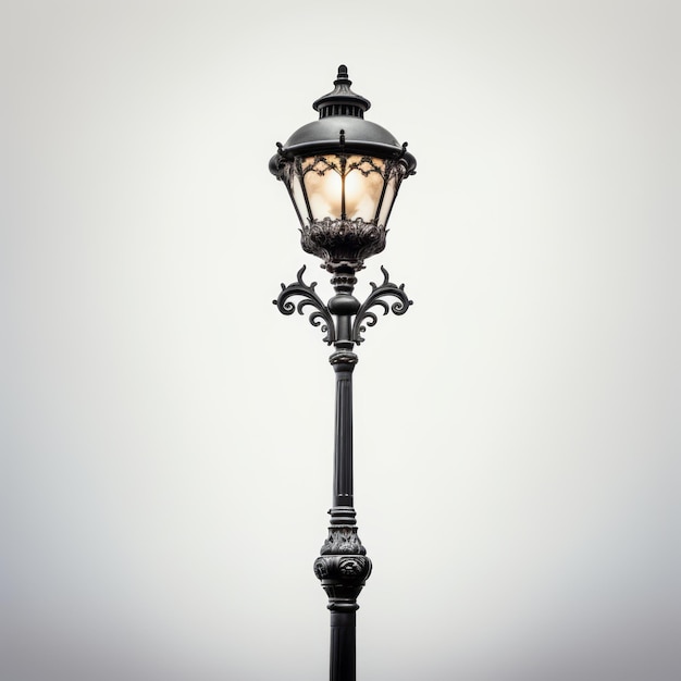 Vintage schwarze Straßenlampe auf weißem Hintergrund