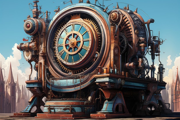 Vintage Steampunk-Zeitmaschine, generative KI