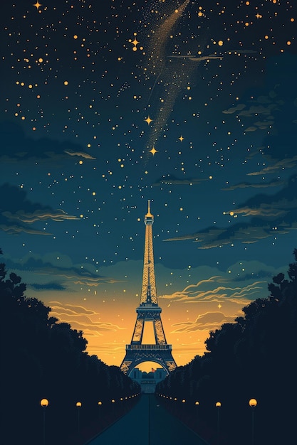 Vintage-Stil Eiffelturm Art-Deco-Poster-Design