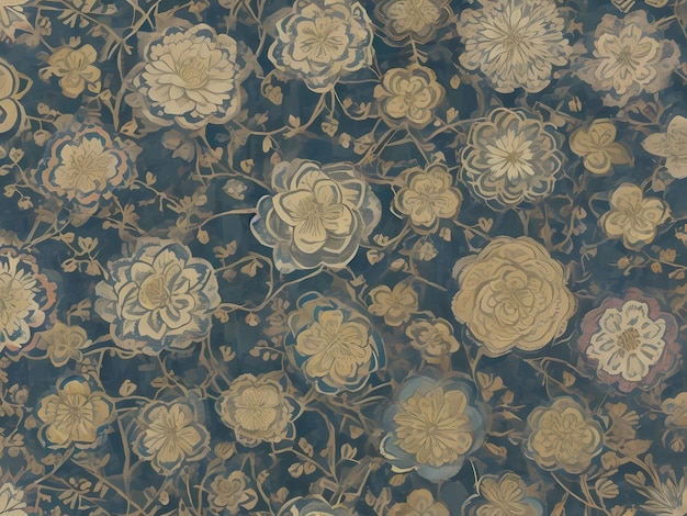 Vintage Tapeten mit Blumenmuster aus dem 18. Jahrhundert