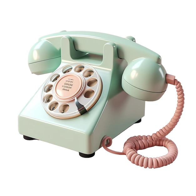 Vintage-Telefon im 3D-Stil, trendige Farbpalette mit generativer KI
