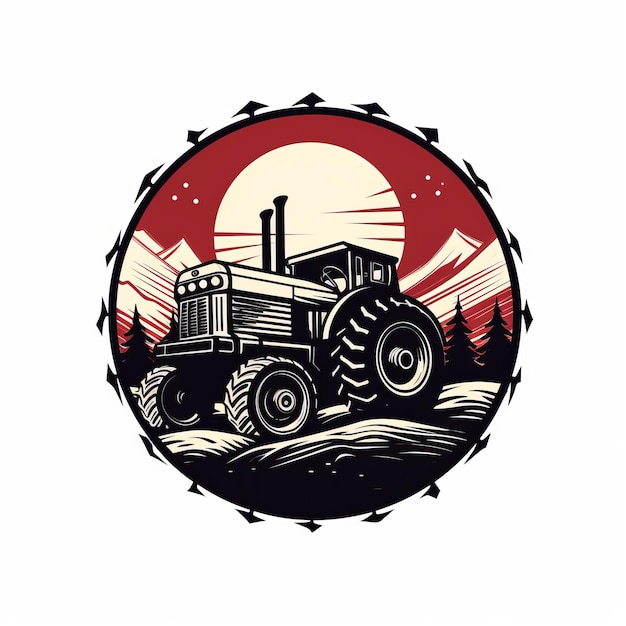 Vintage-Traktor-Vektor-Logo-Design