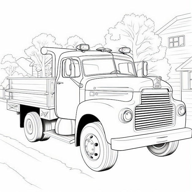 Vintage Truck Adventures Un libro para colorear para niños con bajos detalles líneas gruesas y sin sombreado
