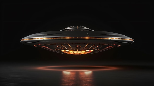 Vintage-UFO isoliert auf schwarzer 3D-Illustration