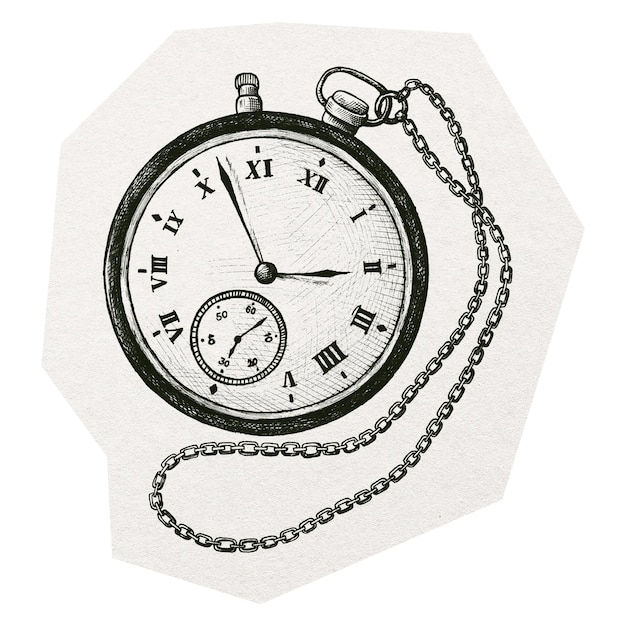 Vintage-Uhr-PNG-Aufkleber ausgeschnittenes Papier-Design transparenter Hintergrund