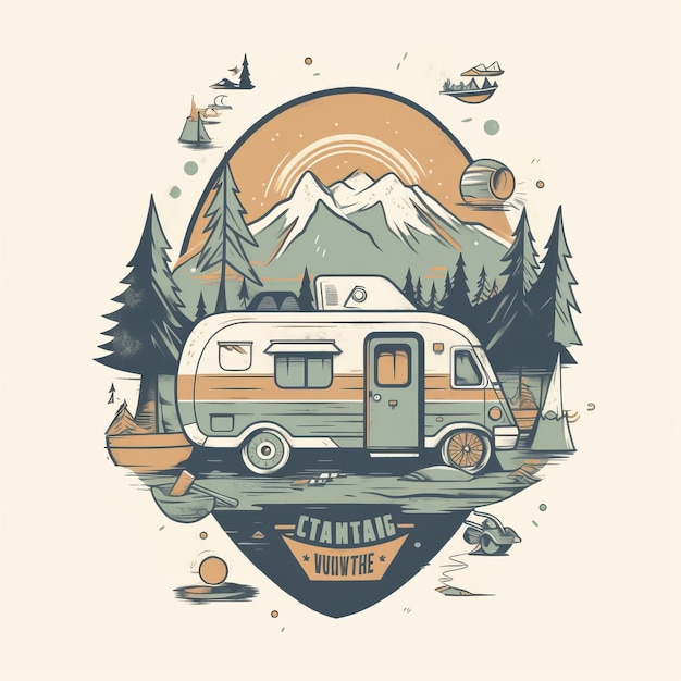 Foto vintage vibes preisgekrönte retro-camping-kunst auf sauberen und gedämpften t-shirts