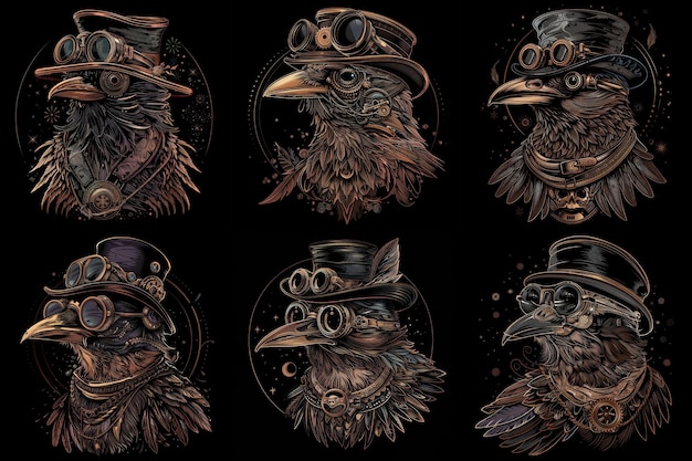 Vintage Vibes Steampunk Bird Rocking Hat e Óculos de Olho