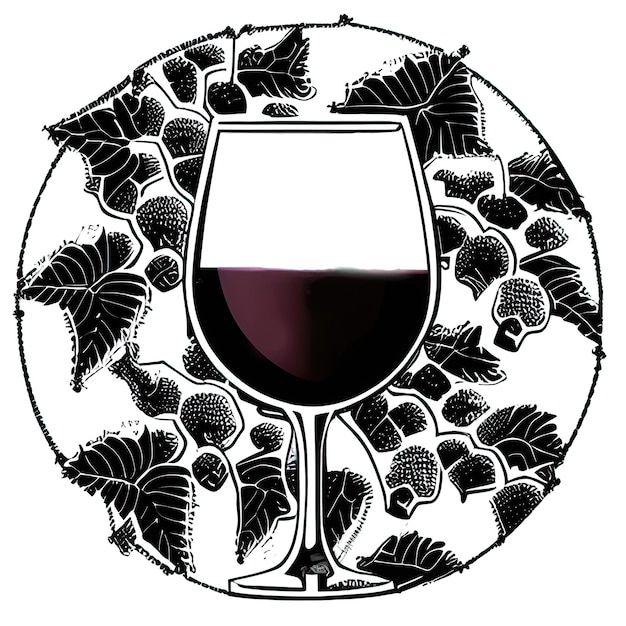 Vintage-Weinglas-Illustration auf isoliertem Skizzenhintergrund