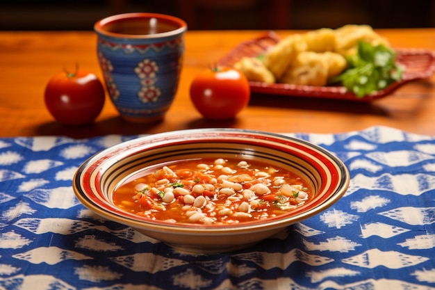 Vintagestyle-Foto einer Großmutter, die Pozole in einer traditionellen Küche kocht